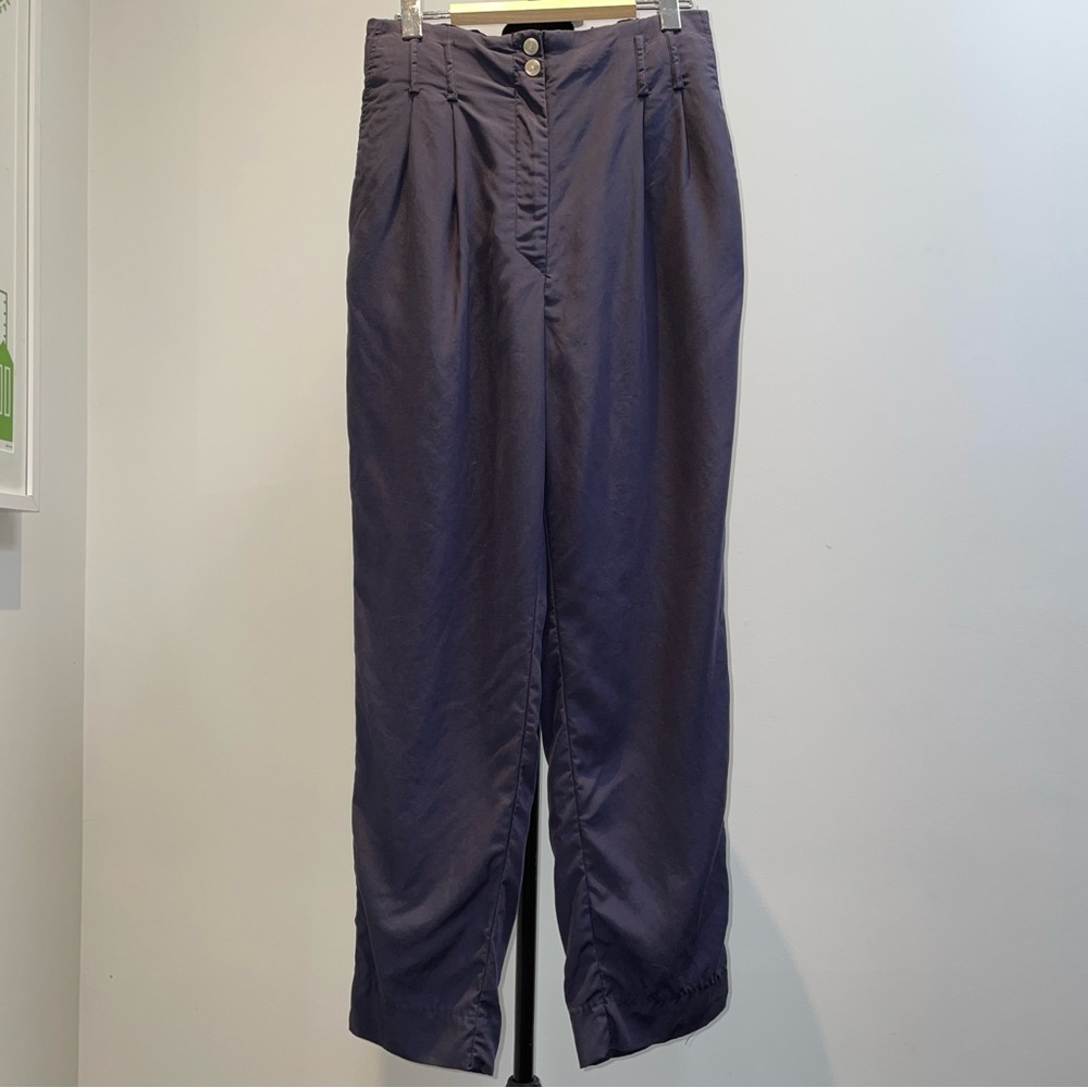 MNG by Mango Tencel Dress Pants in Navy Size M